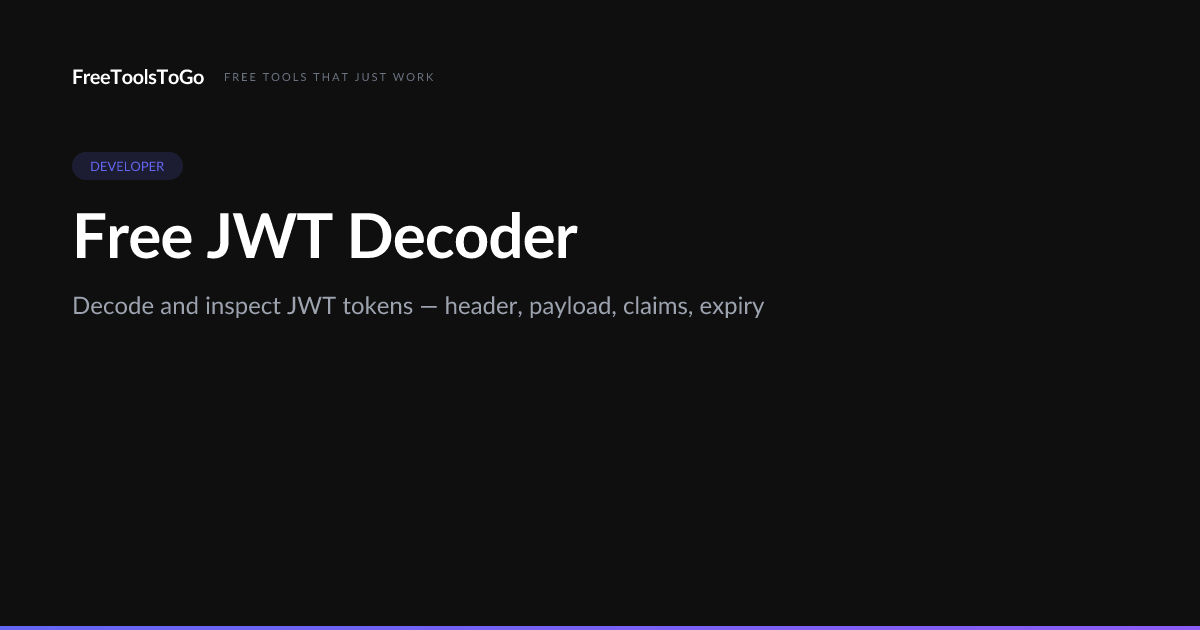 Free JWT Decoder | FreeToolsToGo